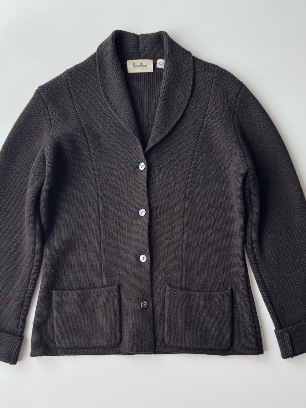 Neiman Marcus 100% Cashmere Shawl Collar Cardigan Sweater Jacket Size S